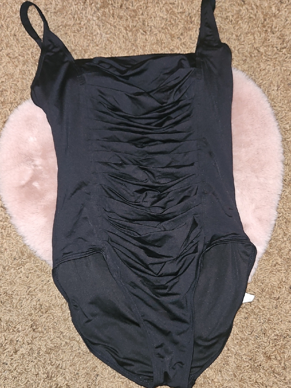 Calvin Klein Black Ruched One-Piece Swimsuit Sz 12
